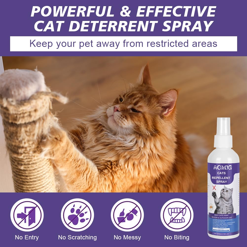 Aomig Spray Arañazos Gatos, 200ml Spray Repelente para Gatos, Spray Arañazos Gatos y Gatitos para Proteger Sofá y Muebles, Ideal para Uso Indoor y Outdoor