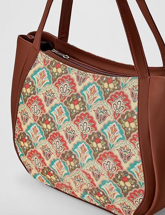 Women’s Jute & Vegan Leather Tote Bag – Handcrafted Shoulder Handbag, Spacious Carryall Work Bag for Office, Travel & Daily Use