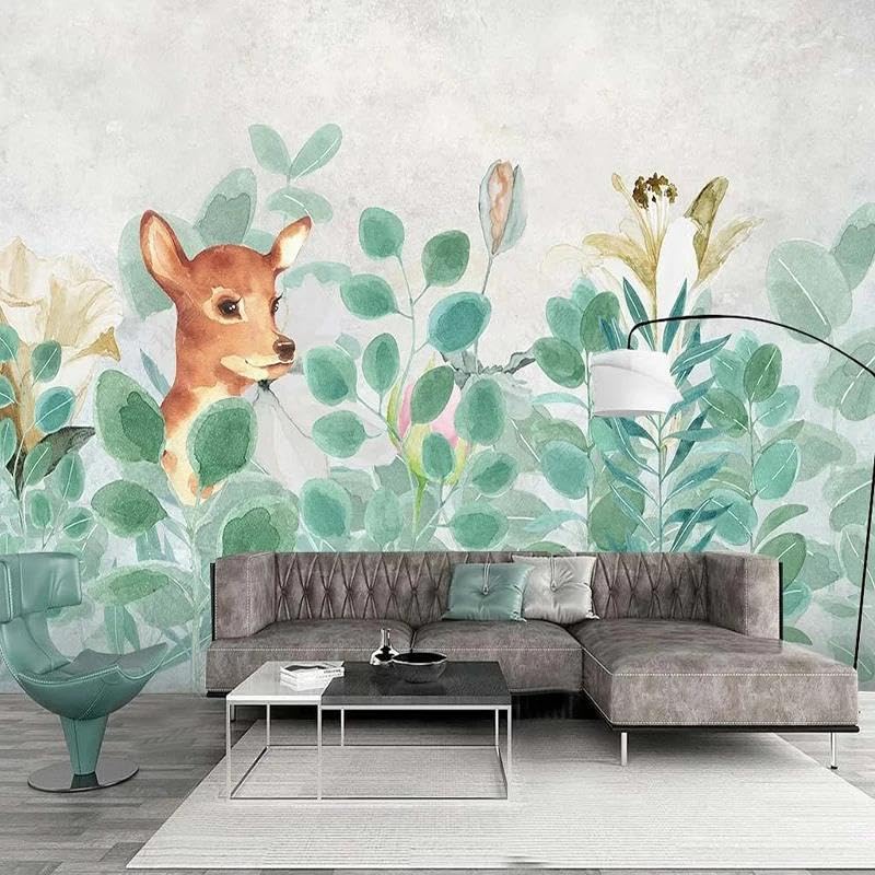 Papier peint mural 3d petits animaux en tissu non tissé salon ILIYA - 3
