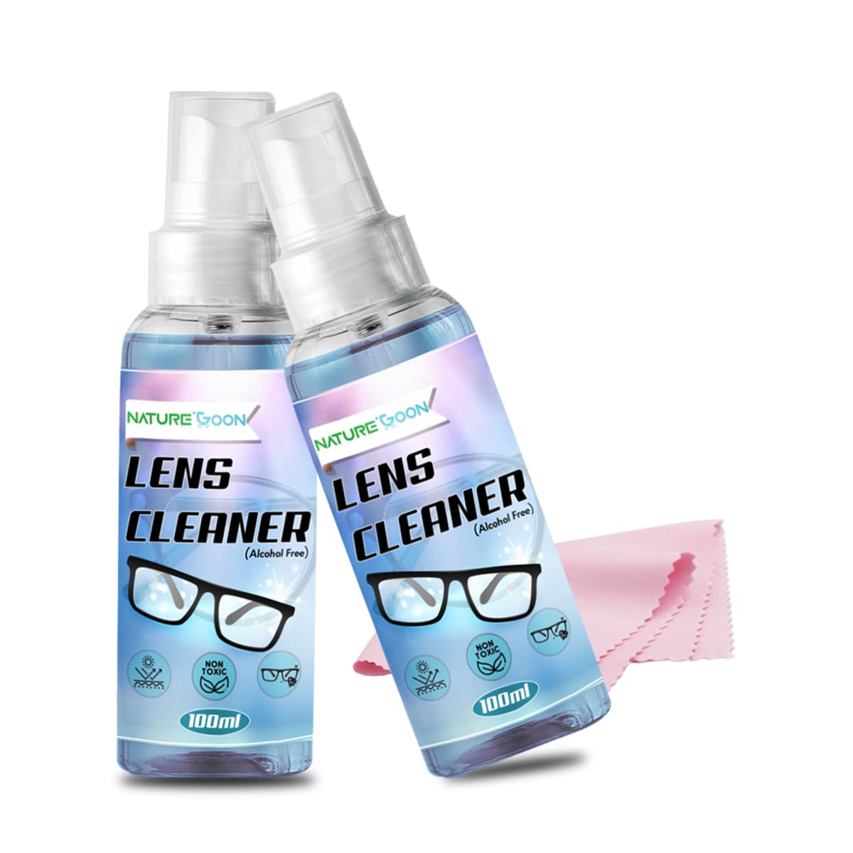 Naturegoon Lens Cleaning Solution with Microfibre Cloth 100ml (Pack of 1) | Perfect Lens Cleaner for Spectacles, Eyeglasses, Sunglasses |Alcohol Free (Pack of 1) (B0CWVDK4MD) Amazon Price History, Amazon Price Tracker