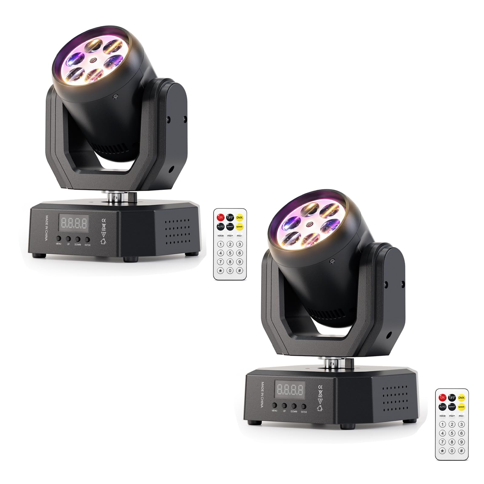 30W Mini Lyre LED Tête Mobile Lumière de Scène avec Télécommande,6 in1 Projecteur Lumière LED RGB Faisceau,Rotative Moving Head Effet Lumineux Éclairage Disco pour DJ Fête Bar Halloween Mariage,2PCS