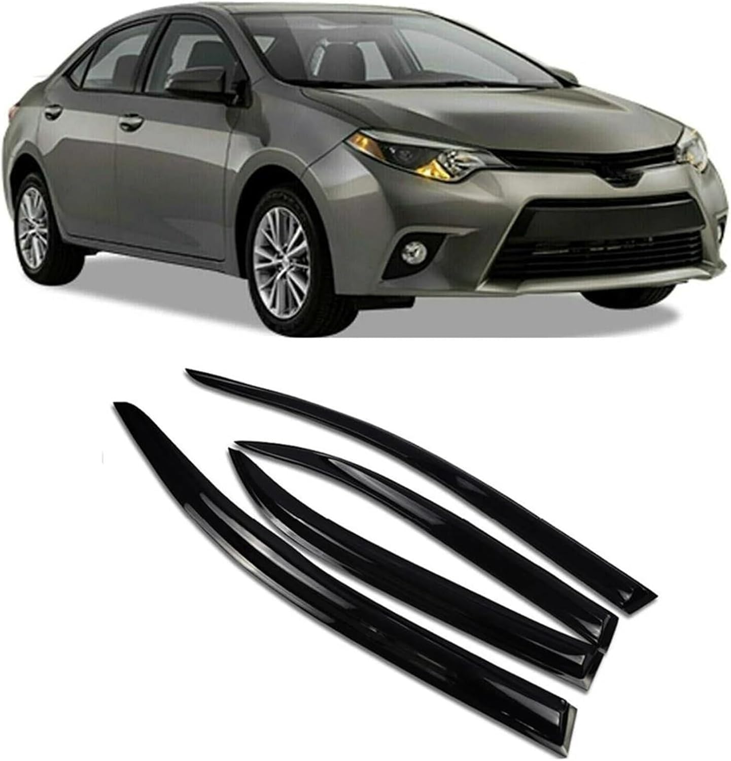 FengXH 4Pcs Smoke Tint Car Window Deflectors for Toyota Corolla 2014-2018