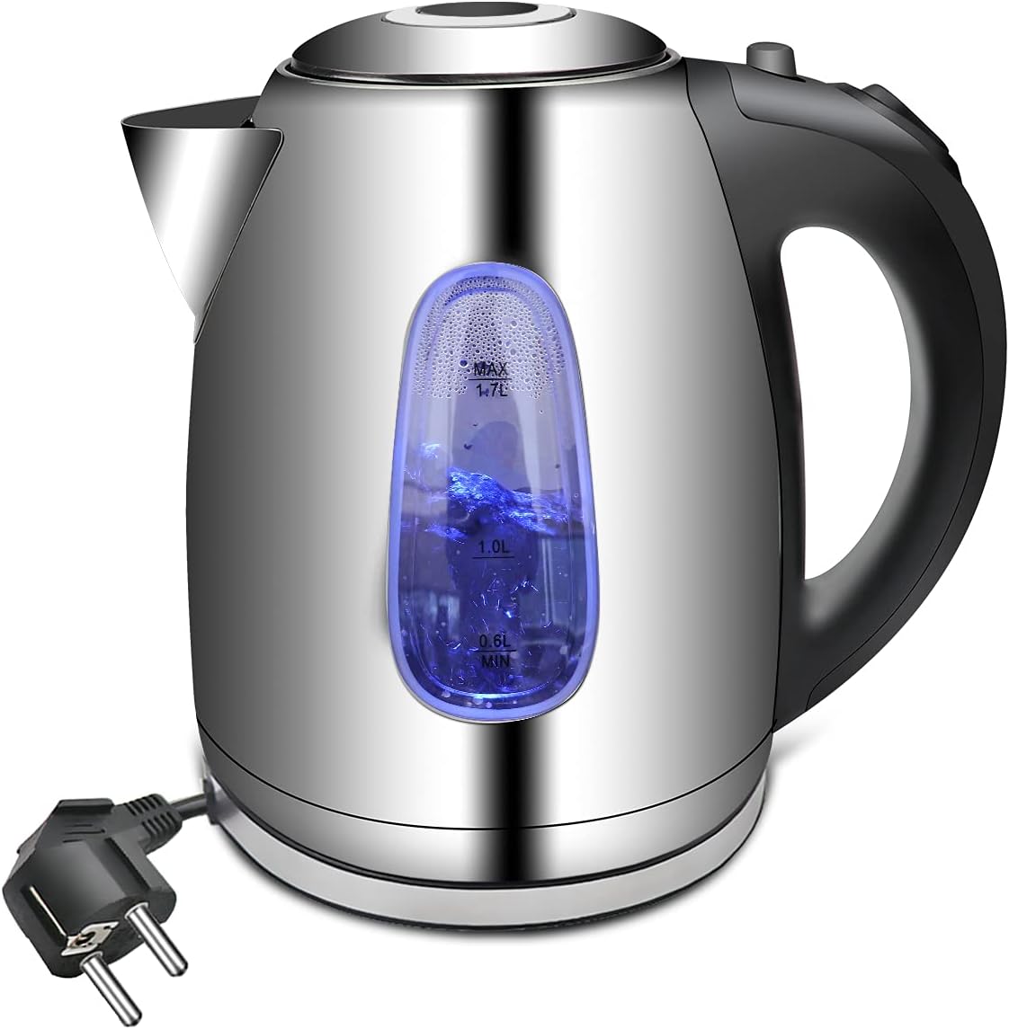 Basics Bouilloire électrique en verre, 1.7 l, 2200W, Noir