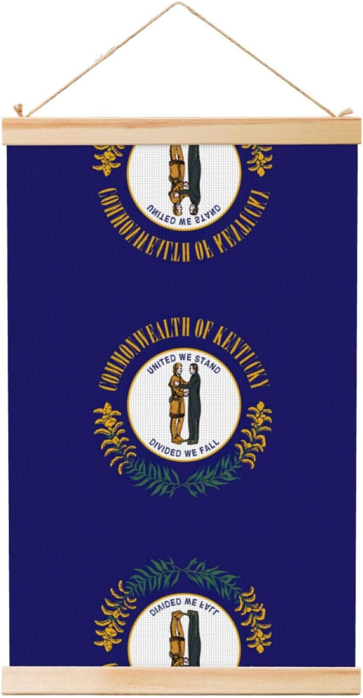 Kentucky State Flag Print Poster Hanger,Hanging Poster, Poster Frame,Wood Poster Hanger, For Wall Hanging