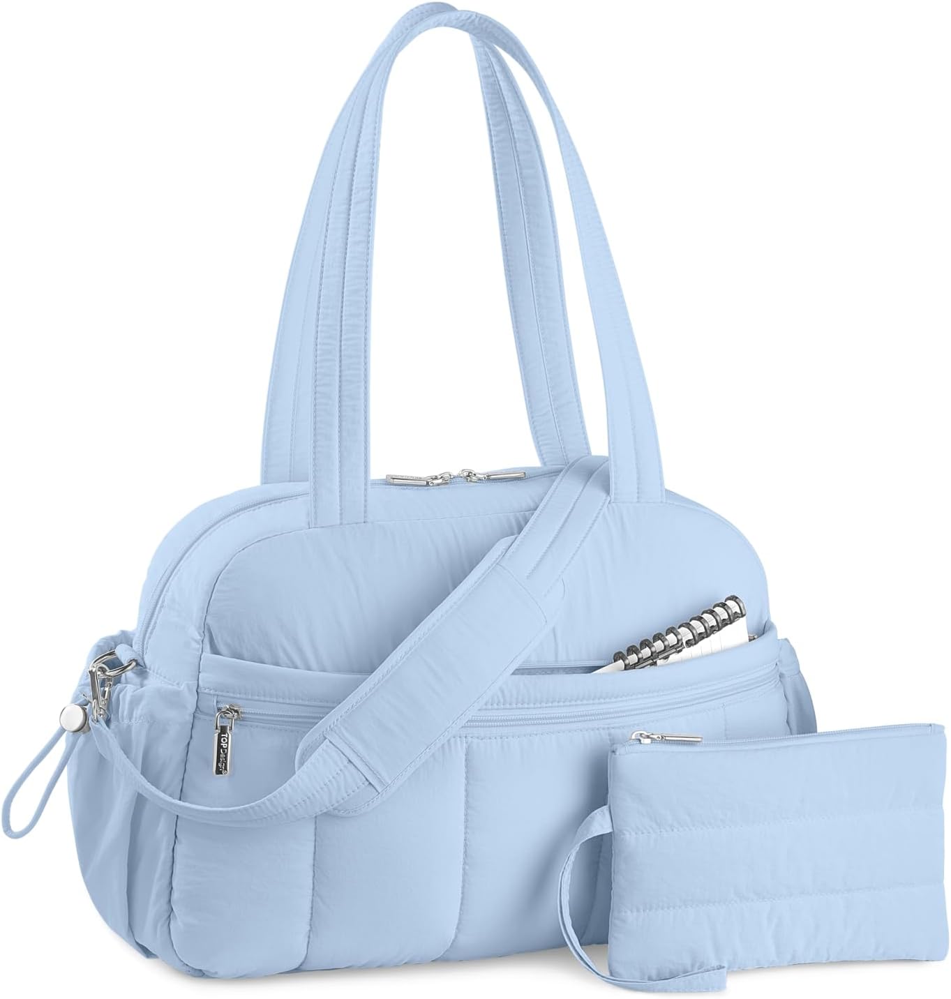 TOPDesign Travel Duffel Bag for Women, Puffer Gym Bag Sports Tote with Wet Pocket, Carry On Weekender with Luggage Sleeve (Ocean Blue)