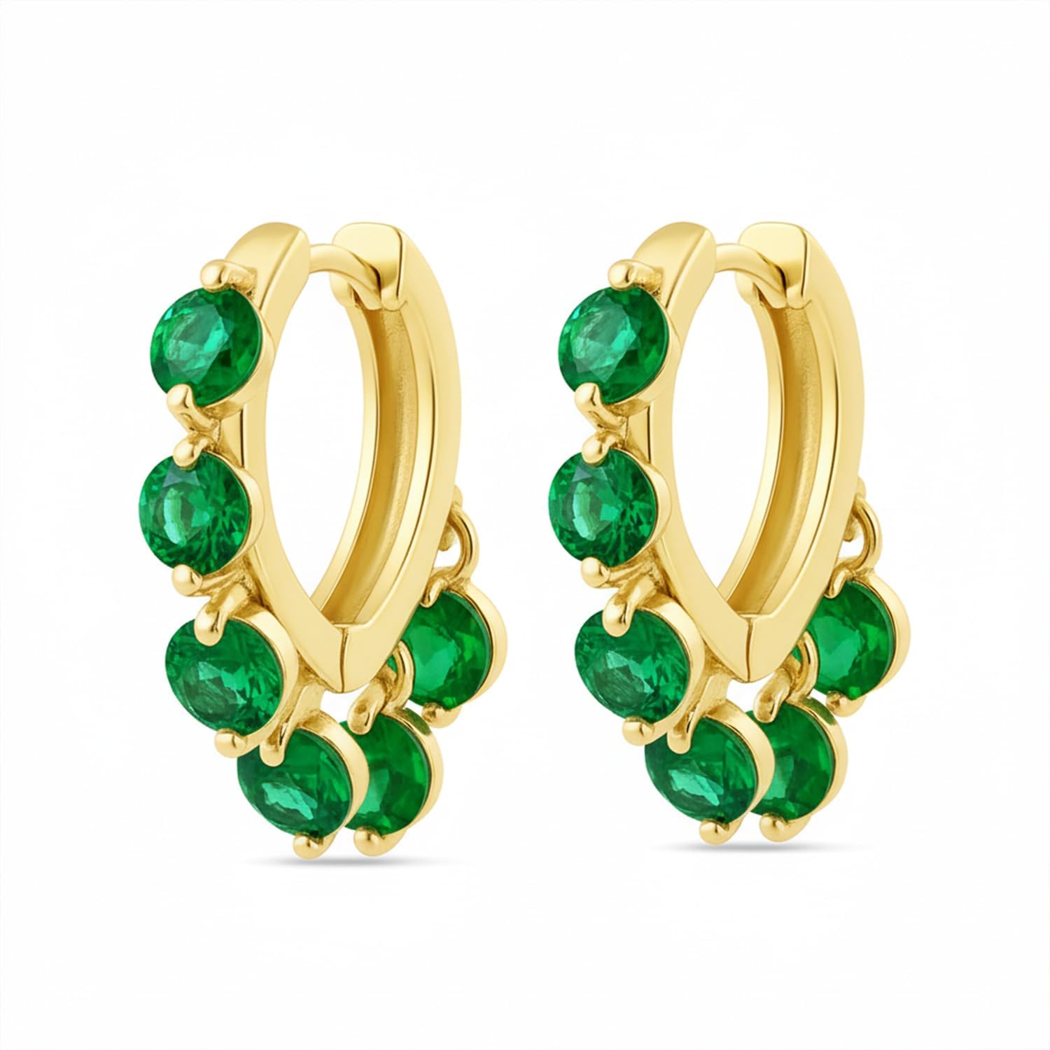 I Jewels Gold Plated Stone Drop Hoop Earrings (E3419G)
