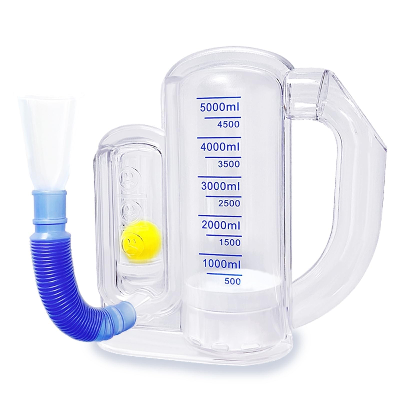 THE WHITE SHOP Breathing Exercise Device for Lungs, Deep Breathing Trainer for Adults - 5000ml Volume Measurement with Flow Rate Indicator