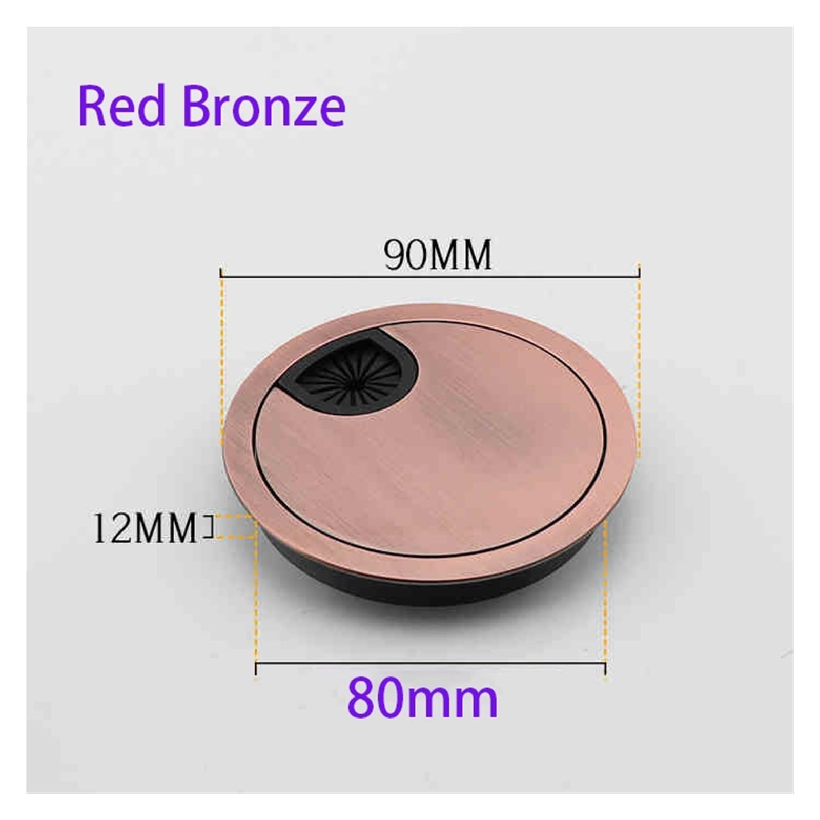 1-8 szt. Zinc Alloy Desk Cable Cover 50/53/60/80 mm okrągły uchwyt do zarządzania przewodami komputerowymi (80 mm czerwony brąz, 1 szt.)