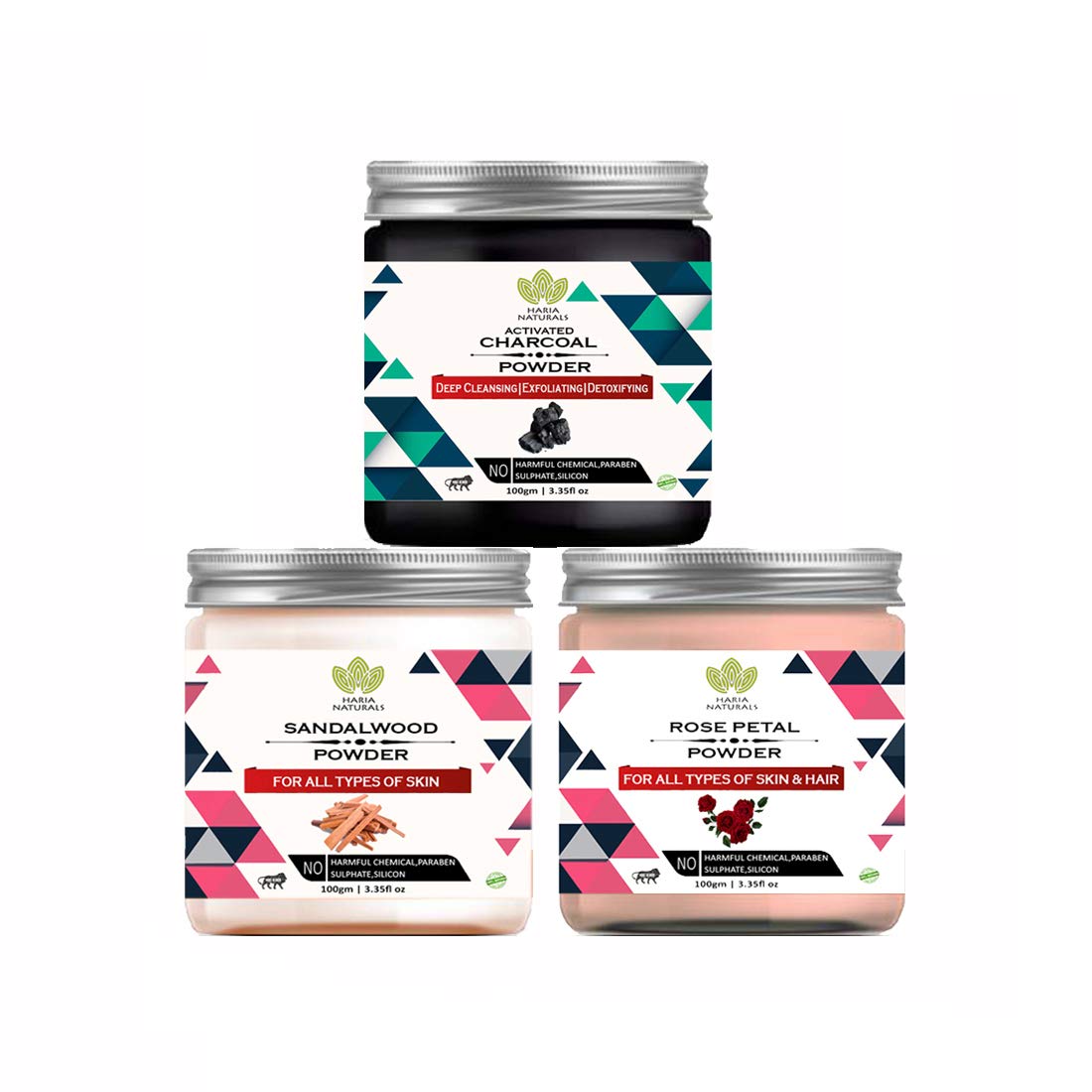 100% Pure & Naturals Charcoal Powder 100gm & Sandalwood Powder 100gm & Rose Petal Powder 100gm (Pack Of 3) 300GM-image-28