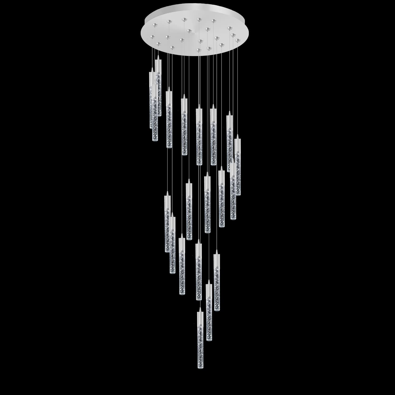 HYJAUSXB Modern Adjustable Crystal Chandelier - 20 Lights Ceiling Fixture Elegant Pendant Lighting for Villa Staircase Hallway Dimmable Flush Mount Luminaire