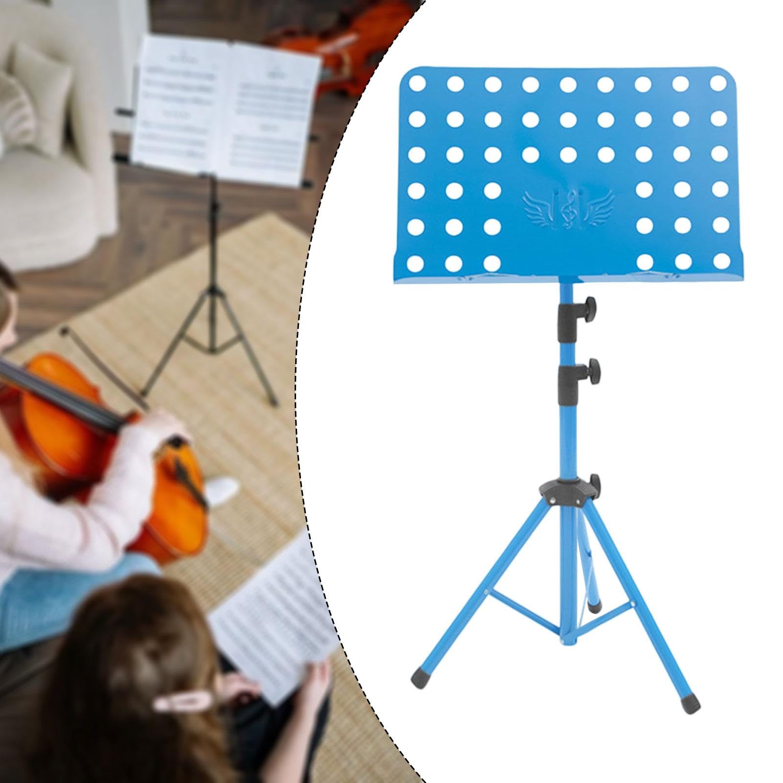 Fenteer Atril para partituras, altura ajustable, práctico, antideslizante, plegable, para libros, notas musicales, para músicos, Azul