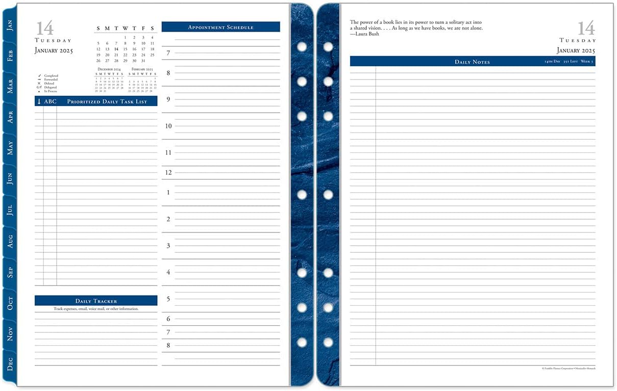 FranklinCovey - Monticello Two Page Per Day Ring-Bound Planner (Monarch, Jan 2025 - Dec 2025)