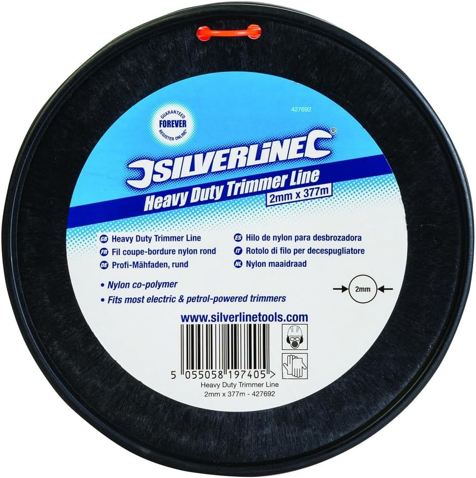 Silverline 427692 Heavy Duty Trimmer Line, 2 mm x 377 m - Assorted Color