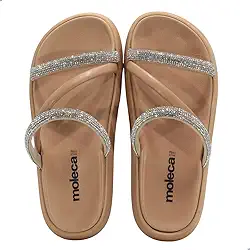 Chinelo Flatform Tira Tripla Multi Preto Moleca 5469.121