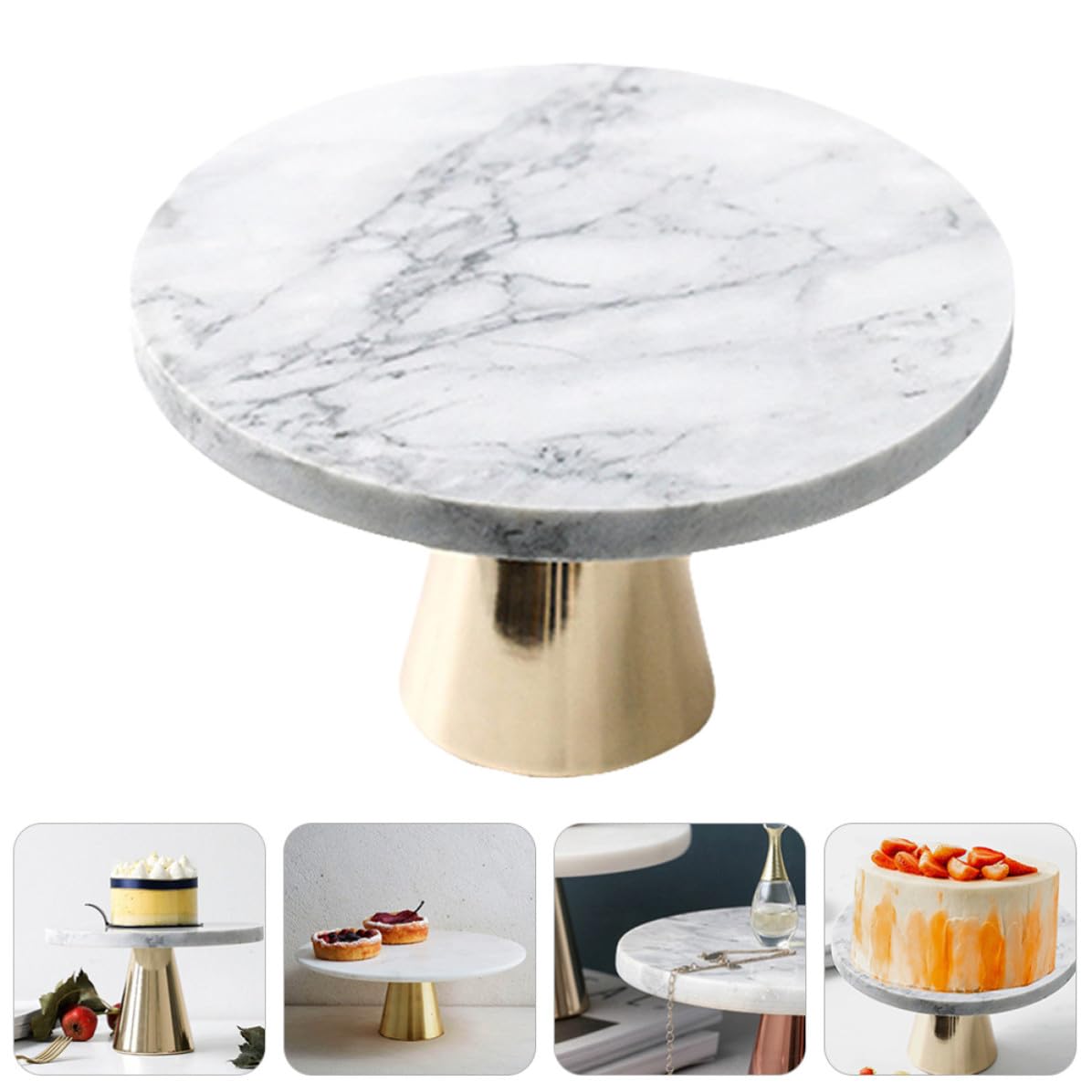 WOONEKY Alzatina per Dolci in Marmo Rotonda Riutilizzabile e Facile da Pulire, Supporto per Torta per Matrimoni e Vetrine, Vassoio Decorativo per Dessert