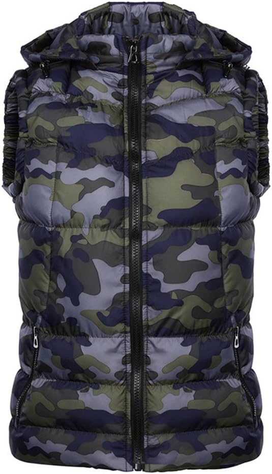 NEW Men's Winter Vest Jackets Black Camouflage Hoody Sleeveless Jacket Coat