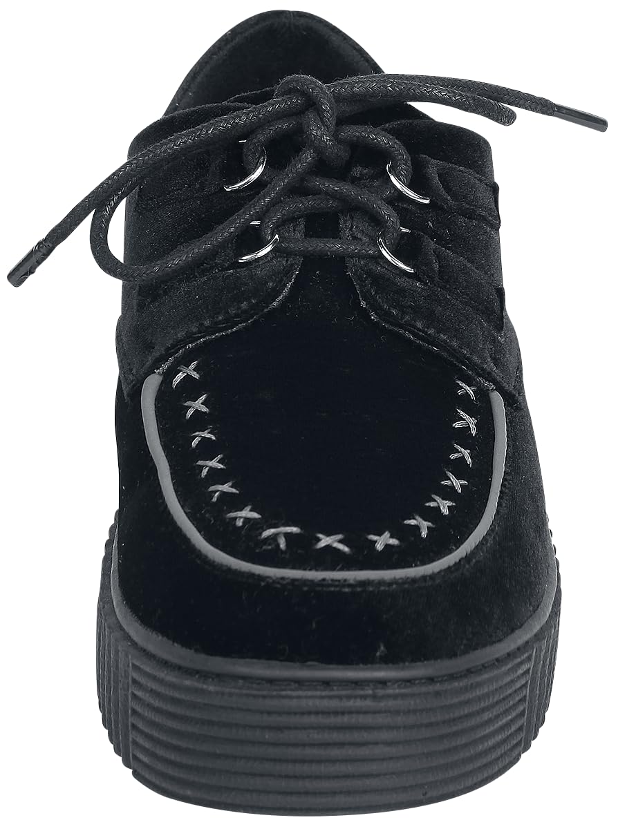 Gothicana by EMP Mujer Zapatillas Negras de Aspecto Aterciopelado