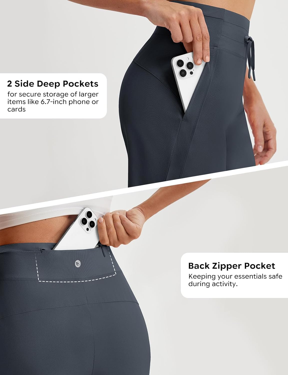 baleaf Women's 9" Athletic Running Long Shorts with Pockets Quick Dry Knee Length Bermuda Shorts High Waisted UPF 50+ - Image 5