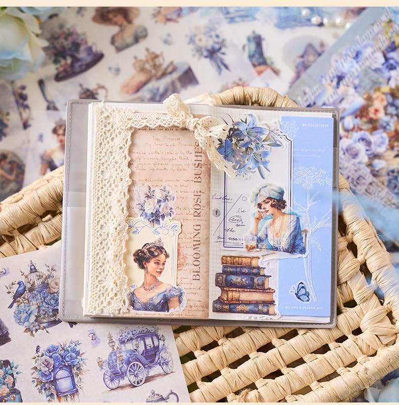 Image of Alokik Enterprise The Year of Hibiscus Nostalgic Dreams Retro Romance Decorative Sticker Book - Vintage Aesthetic Scrapbook Stickers for Journaling, Planners, DIY Crafts & Phone Decoration