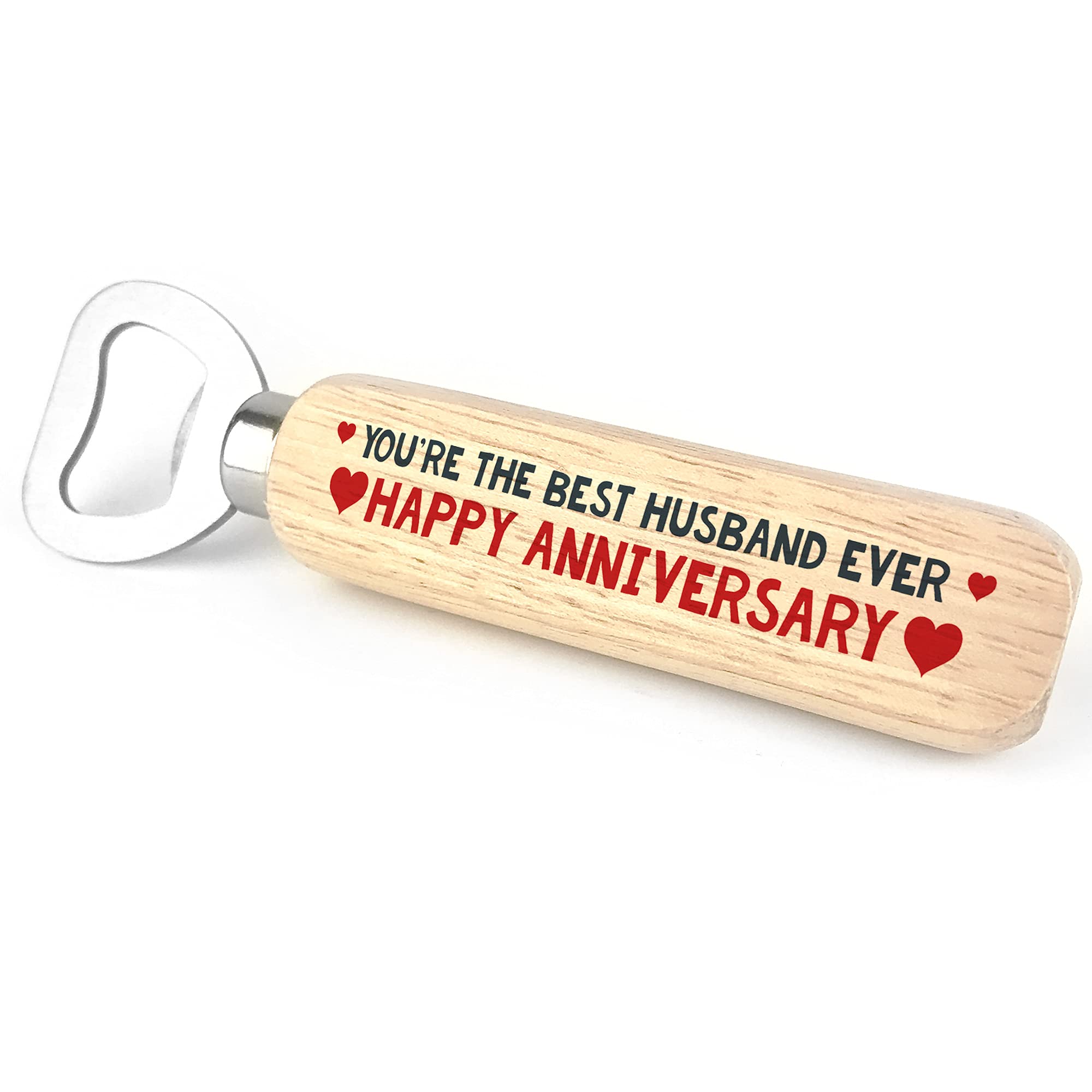 Anniversary for Husband Wooden Bottle Opener Novelty Gift for Him Keepsake
