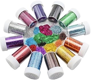 Xshelley Glitter Shakers for Children Kid's Craft Activities,Arts & Crafts Glitter,Card Making,Decorating,12 Assorted Colours