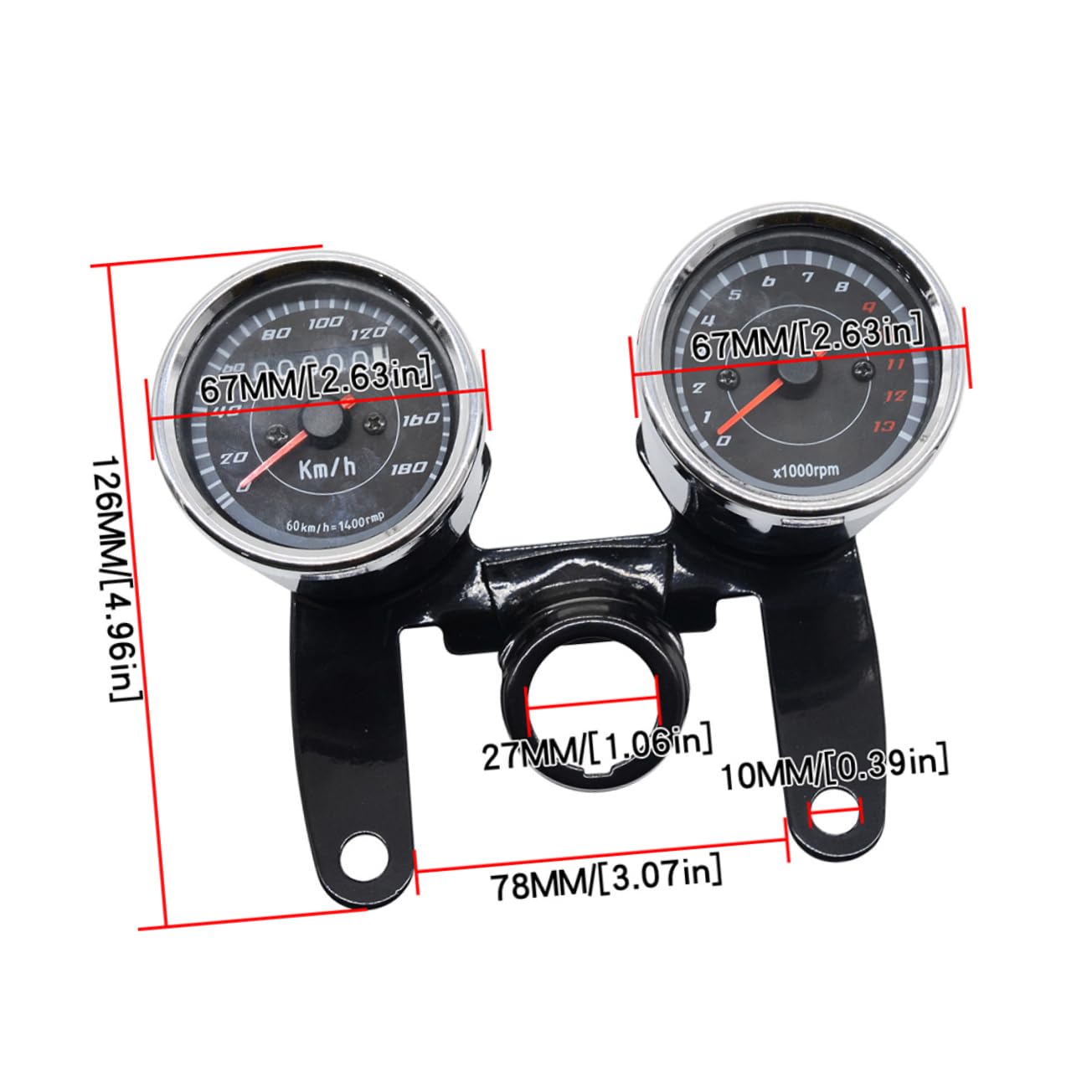 GANAZONO 12v Motorcycle Accessories Led Tachometer Speedometer Kit Odometer for Dirtbike Fit