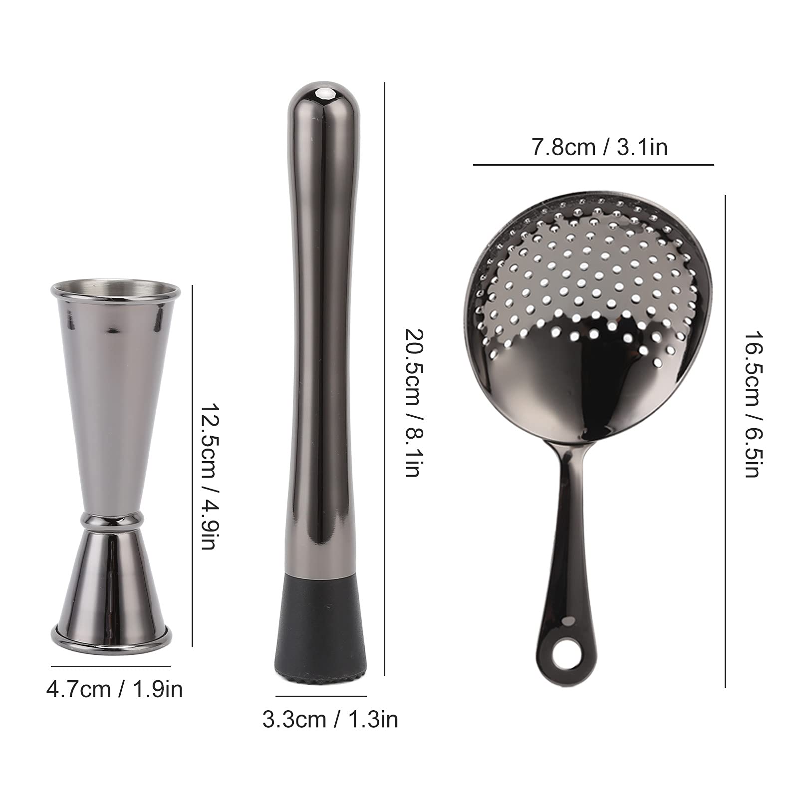 Juego de coctelera de 11 Piezas, Kit de Barman con colador de cóctel, Accesorios de Bar de Acero Inoxidable para Fiesta en casa, Herramientas de Mezcla Profesionales para mojitos (Gris plomizo)