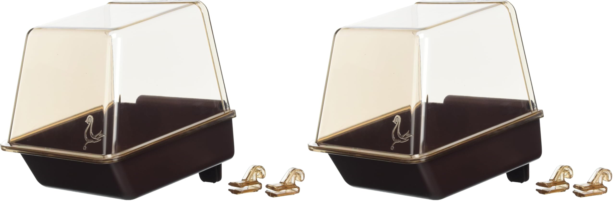 Penn-Plax Clip-On Bird Bath – Attaches to Most Birdcages – Perfect for Parakeets, Lovebirds, Parrotlets, Finches, Canaries, and Other Small Birds – Brown (Pack of 2)