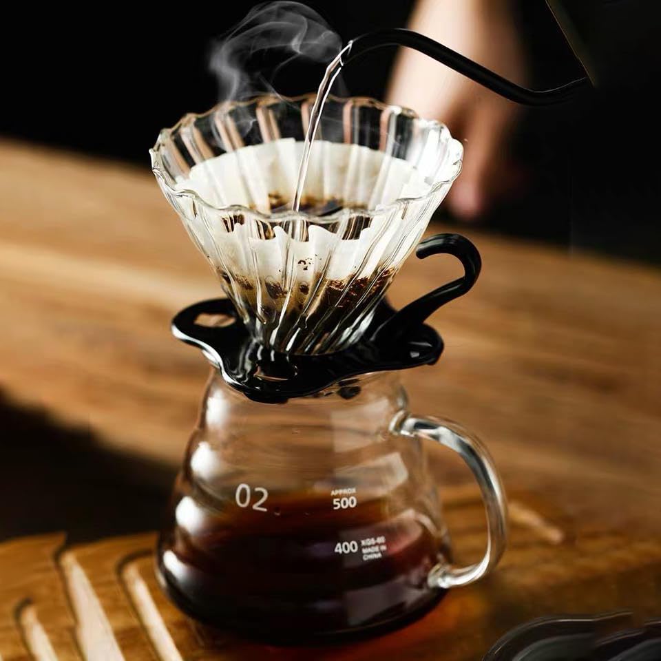 Image of The Bean Co Roasters Coffee Dripper - Manual Pour Over Brewer for Cup & Carafe | Heat-Resistant Borosilicate Glass | Cafe-Style Brewing