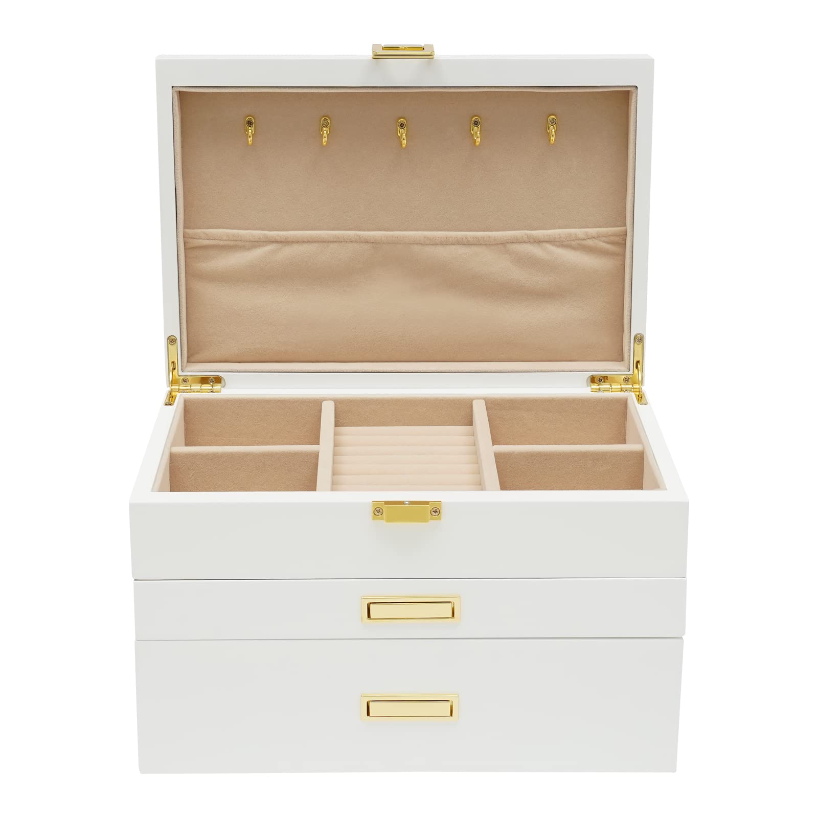 CHUOZI 3-Layer Jewelry Organizer with 2 Drawers, Box, Storage,White
