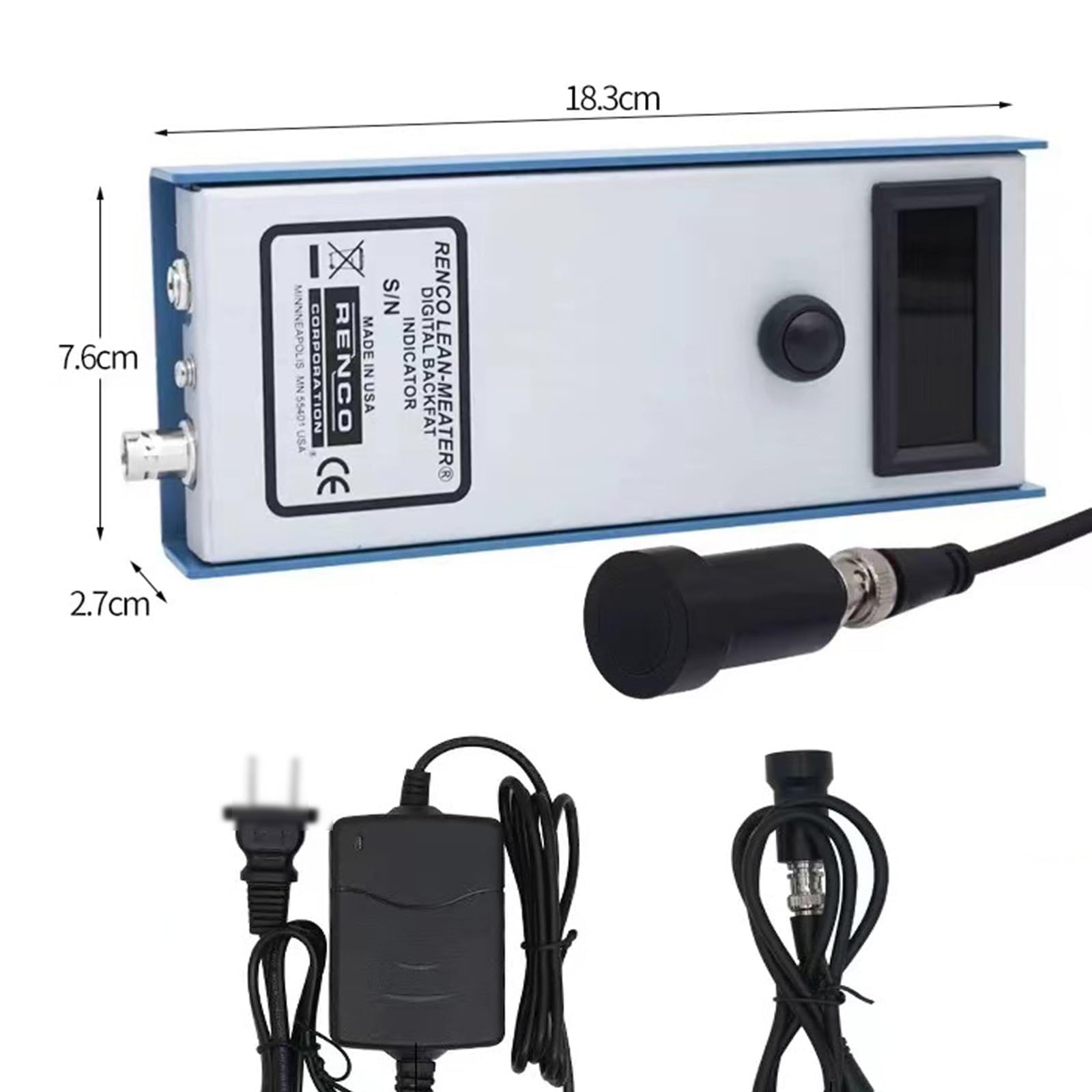 Medidor de grosor de grasa de ganado, probador de precisión para cría de cerdos, 3 luces indicadoras, herramienta de medición de 4-35 mm para gestión de cría de cerdos