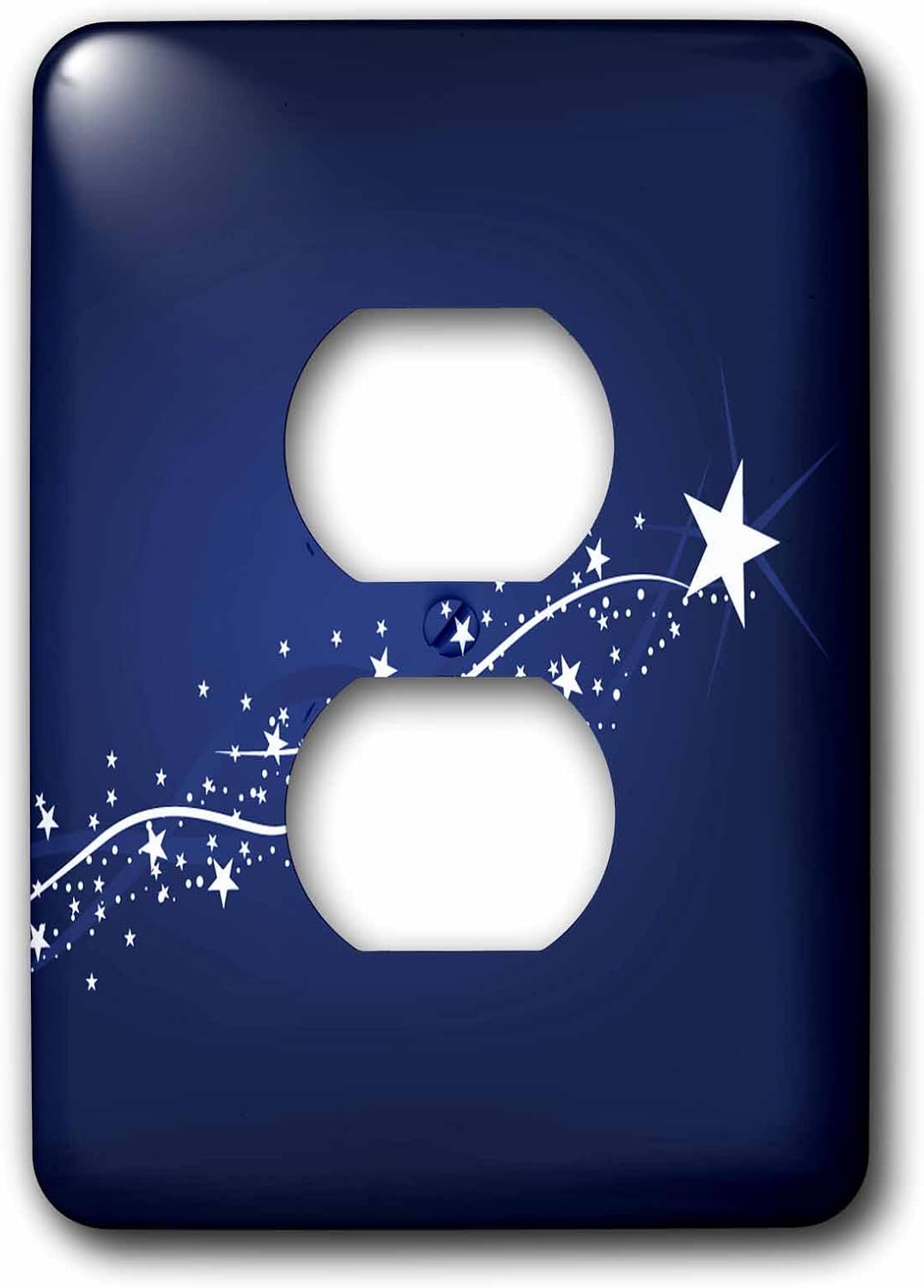 3dRose lsp_152863_6 Pretty White Shooting Star On A Blue Background - 2 Plug Outlet Cover