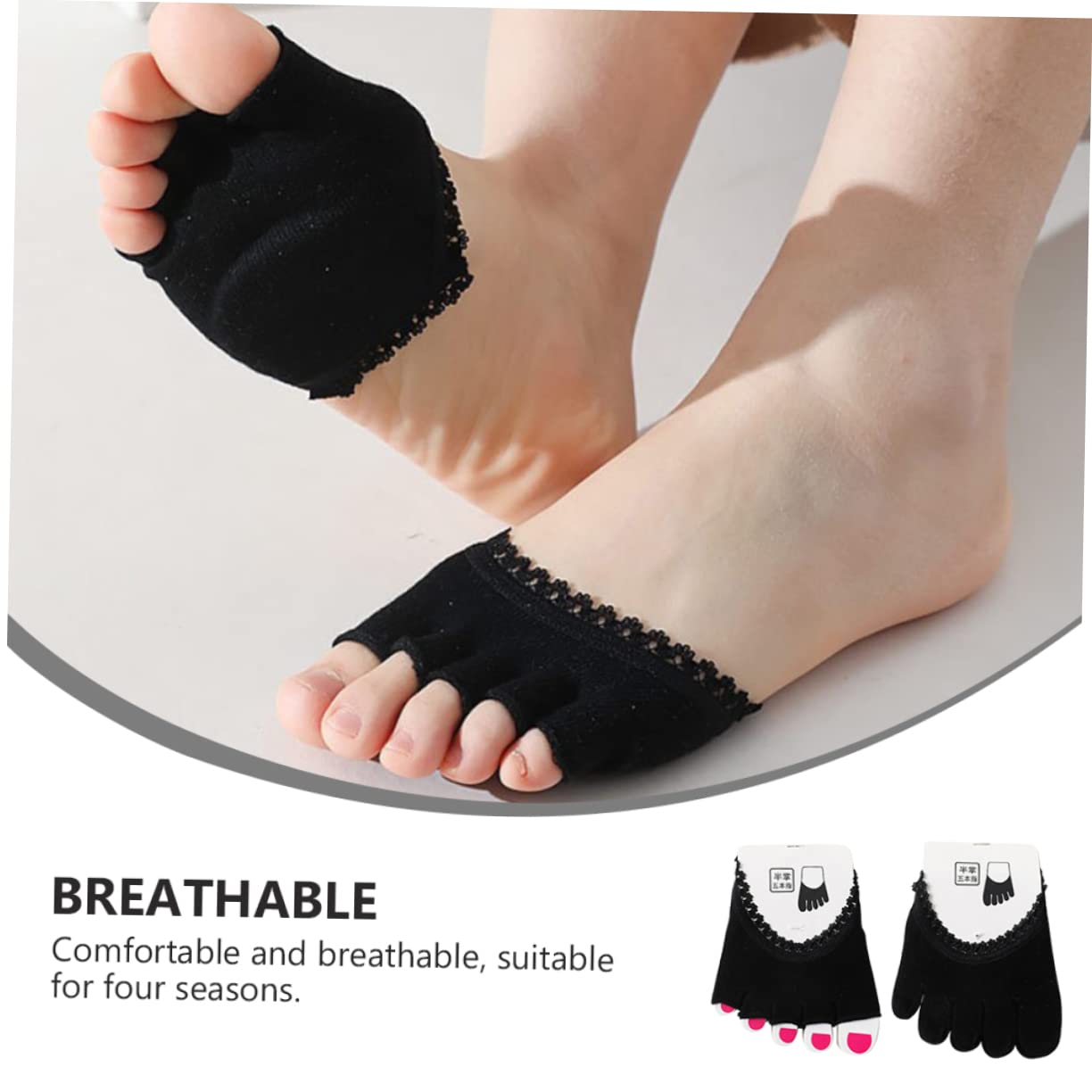 LIFKOME 2pairs Lace Half Palm Toe Cover Socks for Women Breathable Invisible Sole Pad Design for High Heels Running Shoes Canvas Shoes Comfortable and Moisture-absorbing