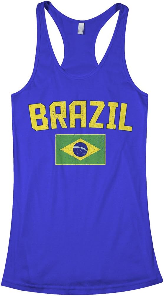 Threadrock Women's Brazil Flag Racerback Tank Top