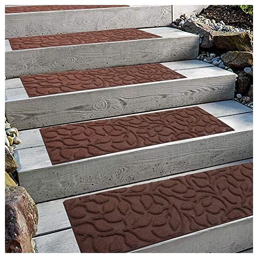 Comme Rug Stair Treads with Rubber Backing,Set of 6,8.5" x 30",Non-Slip,Indoor Outdoor Step treads,Floral Brown Pattern