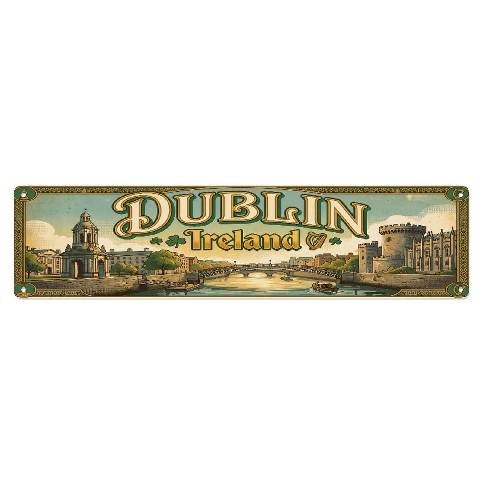 Tgrcjimh Style Metal Tin Sign Vintage Travel Ireland Dublin
