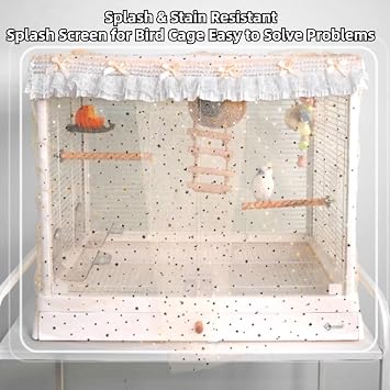 Bird Cage Seed Catcher, Stretchy Mesh Skirt Cover for Round Square Cages, Sheer and Breathable Parrot Nylon Mesh Net Cover, Seed Guard Pet Cage Birds for Parrot Parakeet (Orange,M)