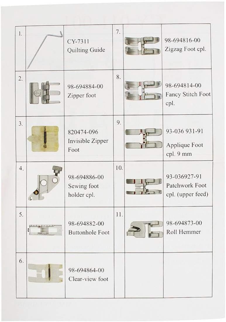 CKPSMS Brand - 1SET #CY-011-001 11 PCS SNAP ON Presser Walking Foot/FEET Compatible with/Replacement for PFAFF Brand 1000-7570 with IDT Walking Foot (Snap On Presser Walking Feet)