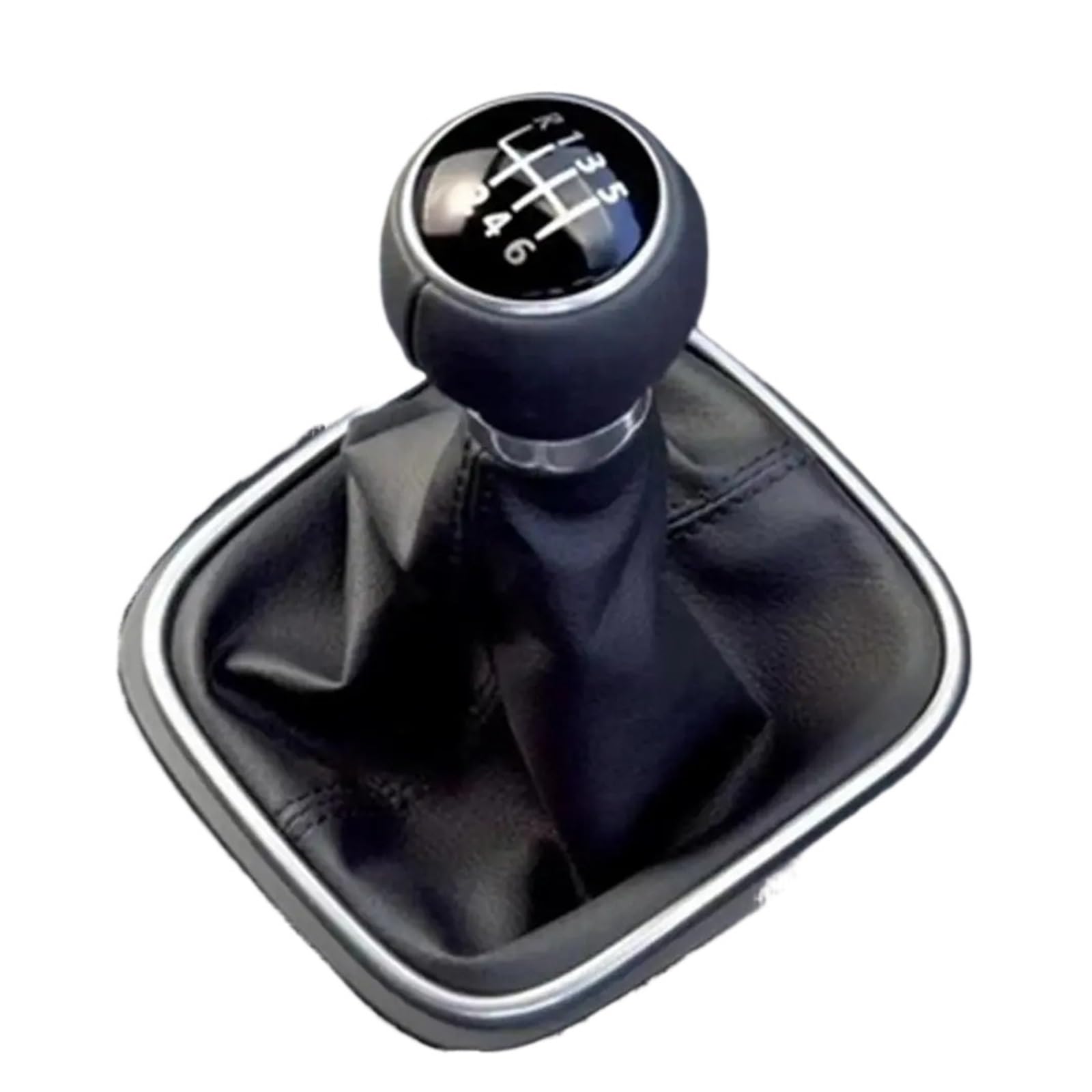 KUNYOS Leather Gear Knob for Golf 5 6 for Jetta MK5 MK6 Car Stick Lever Shifter Handball with Gaiter Boot Cover 5/6 Speed Gear Shift Knob(6-Speed)