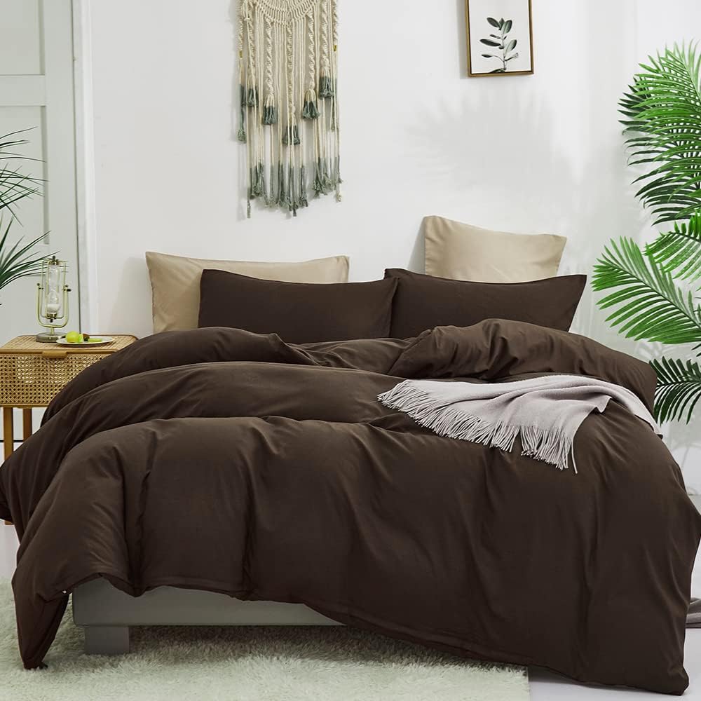 CLOTHKNOW Mocha Coffee Queen Comforter Set Brown Bedding