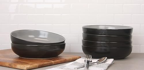 Miniatura 2 de 10 Strawberry Street Juego de 6 cuencos de cena de 22 tonos, color negro y gris