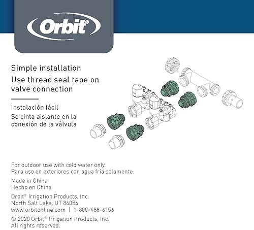 Miniatura 6 de Orbit Sistema de colector de válvula Adaptador giratorio de rosca macho de 1 pulgada con junta tórica - 57178
