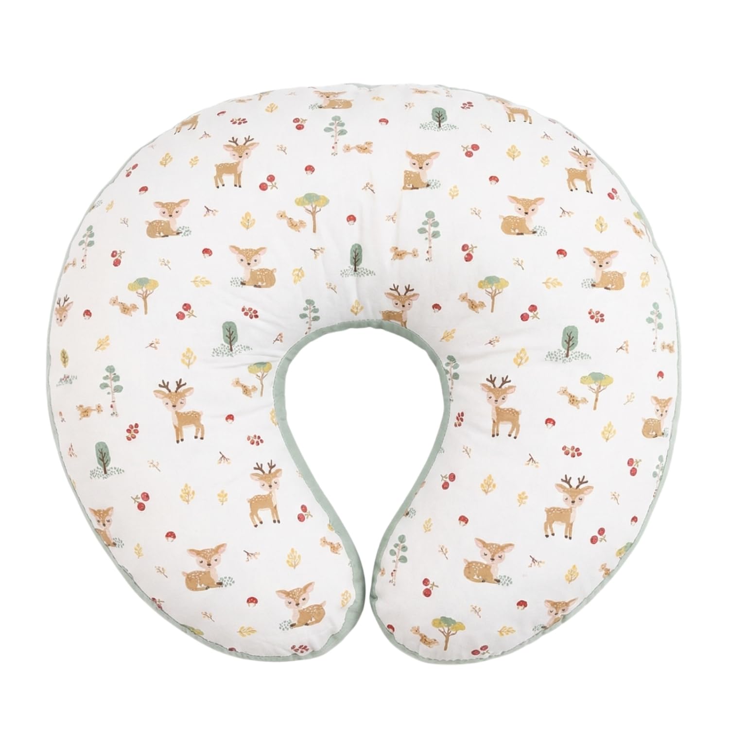 haus & kinder Newborn Nursing Feeding Pillow, Breastfeeding Pillows with Removable Cover, Infant Support for Baby and Mom Cradle 0-24 Months (Whimsical Woodland, Cotton Poplin, Multicolor)