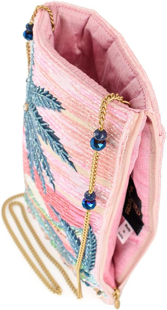 Mary Frances Island Time Beaded Mini Crossbody Bag Tropical Beach Sunrise Novelty Evening Clutch Purse, Multicolor