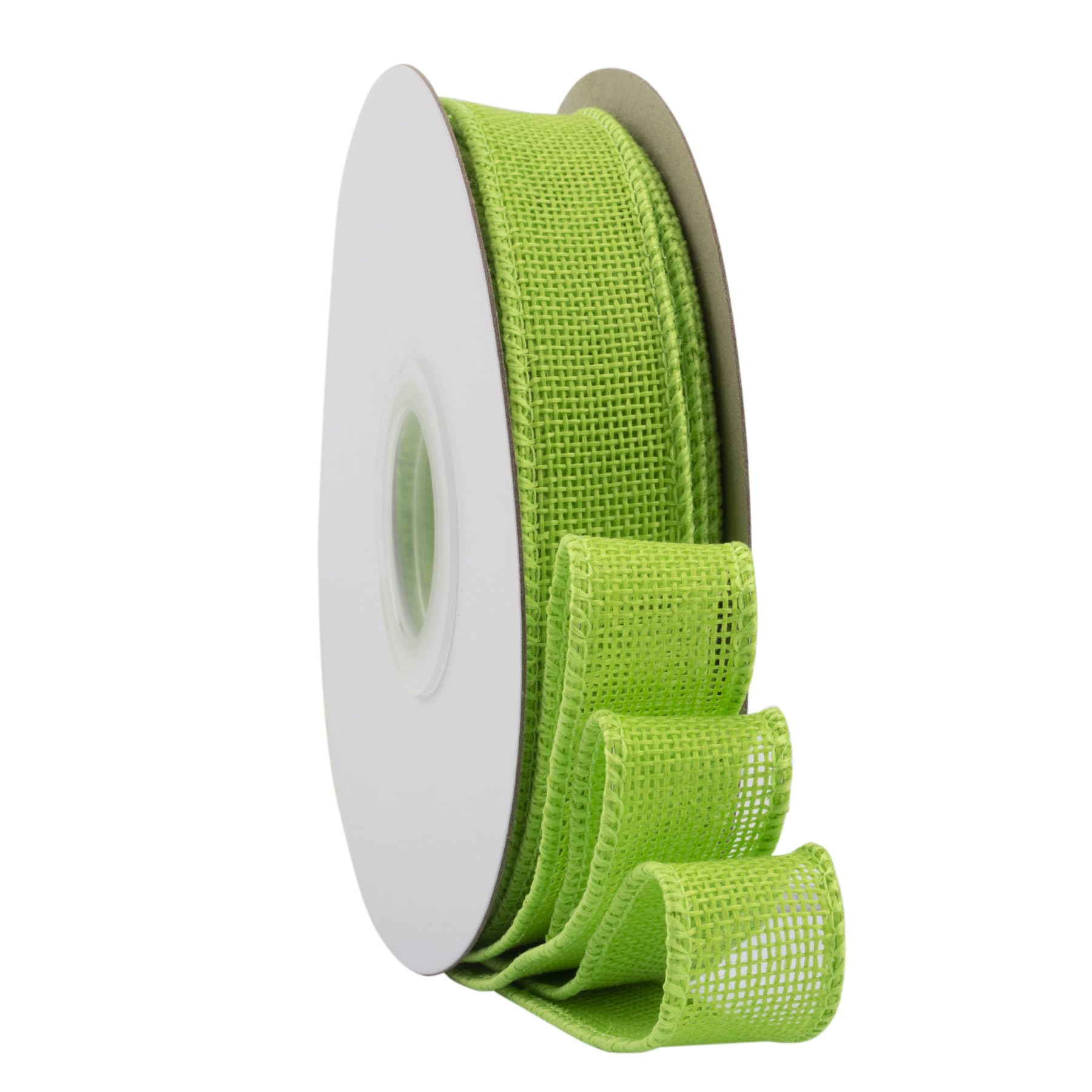 Ribbonitlux Apple Green Burlap Wired Ribbon, 25mm x 18 Meters, Wired Edge Burlap Ribbon for Gift Wrapping Big Bow, Wreath