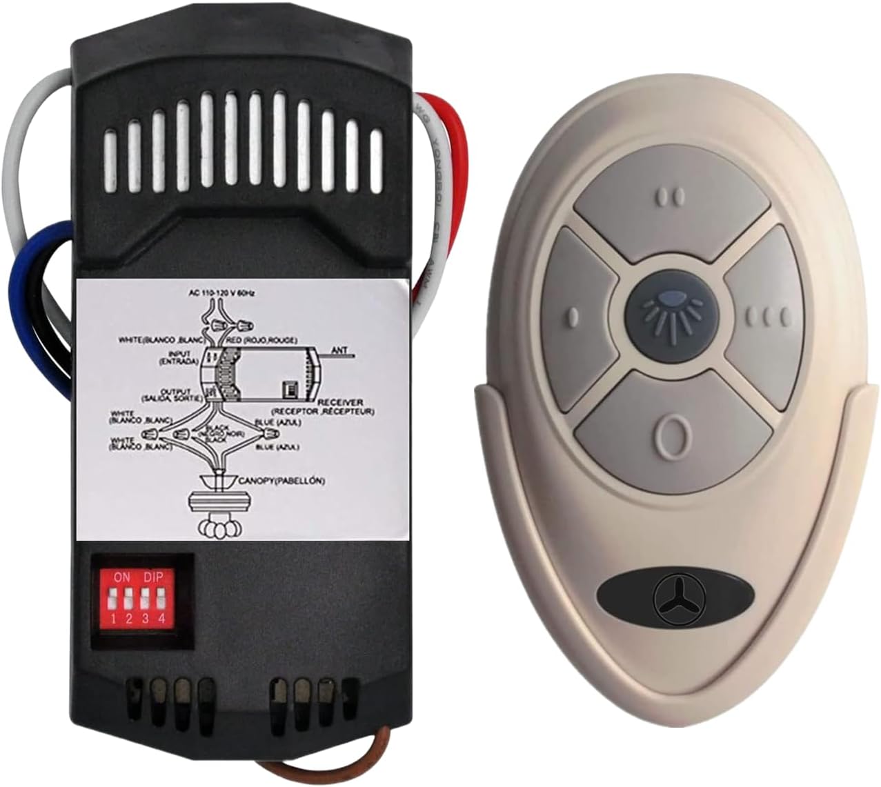 Nexete Universal Ceiling Fan Remote 3 Speed & Light Dimmer, Work with18R 28R Receiver Compatible with 53T 11T 35T HD5 UC7030T UC9050T Remote for Harbor Breeze Hampton Bay Hunter (35T Kit)
