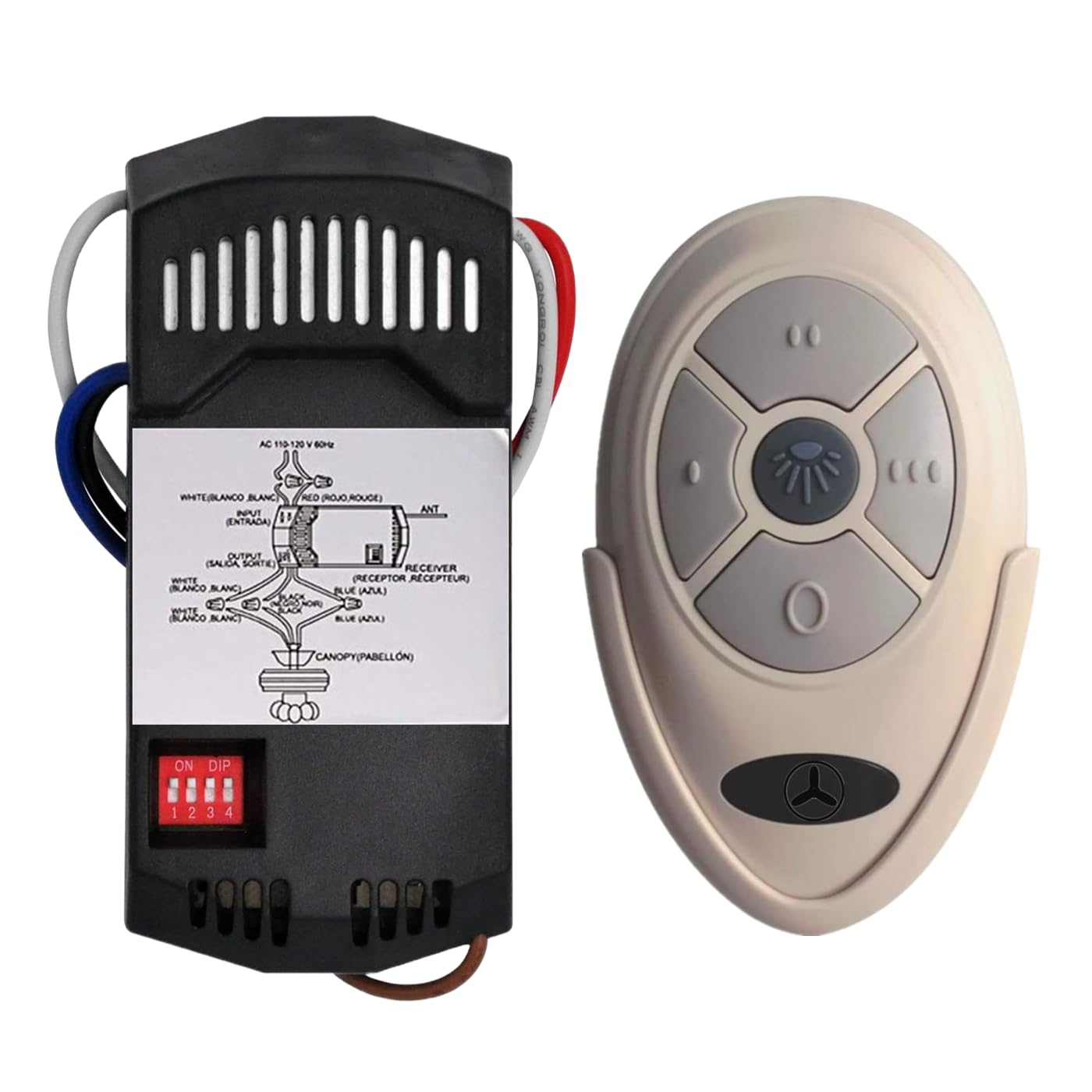 Nexete Universal Ceiling Fan Remote 3 Speed & Light Dimmer, Work with18R 28R Receiver Compatible with 53T 11T 35T HD5 UC7030T UC9050T Remote for