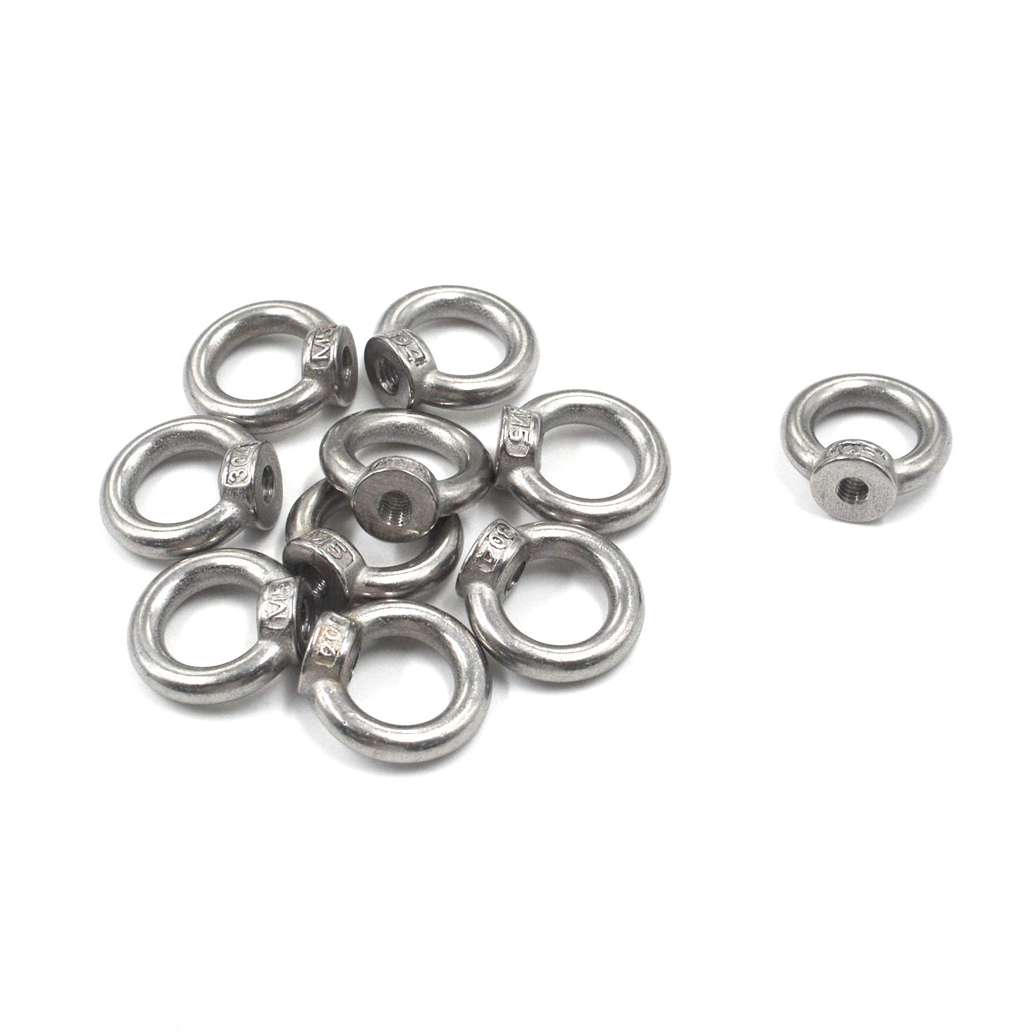 mtmtool m5 ring shape lifting eye nut stainless steel threaded nut fastener pack of 10