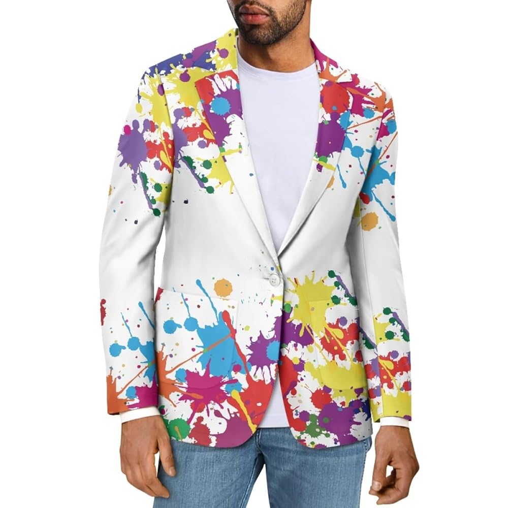 Amazon.com: GLUDEAR Men's Suit Blazer Jackets Splash Oil