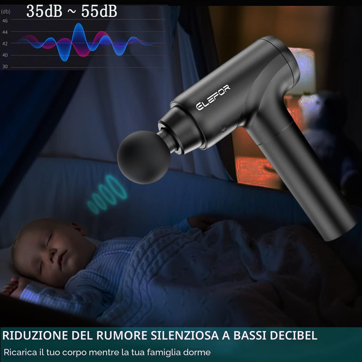 Pistola de Masaje de Tejido Profundo, Masajeador de Percusión para Atletas Pistola de Masaje Muscular para Alivio del Dolor con 10 Cabezales de Masaje y 20 Velocidades (Negro Mate)